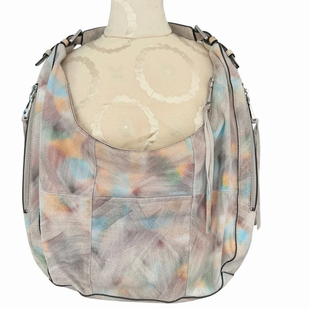 Aimee Kestenberg Rainbow Iridescent Leather Hobo Bag NWOT Boho Hippie Genny